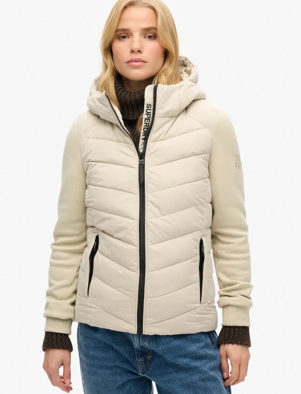 Superdry - HOOD STORM HYBRID PADDED JKT - dunjakker - pelican beige - 2