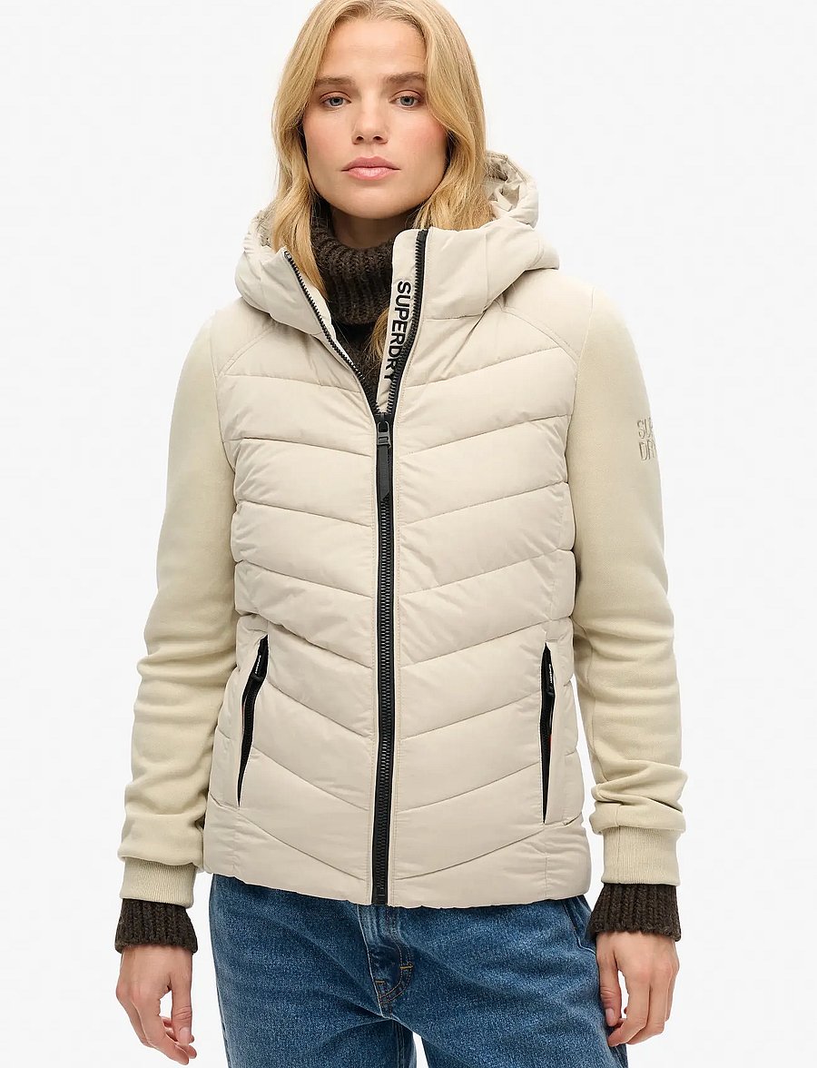 Superdry - HOOD STORM HYBRID PADDED JKT - vinterjakker - pelican beige - 2