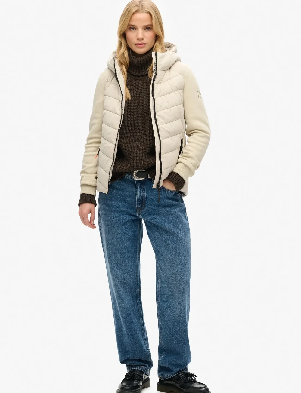 Superdry - HOOD STORM HYBRID PADDED JKT - dunjakker - pelican beige - 4