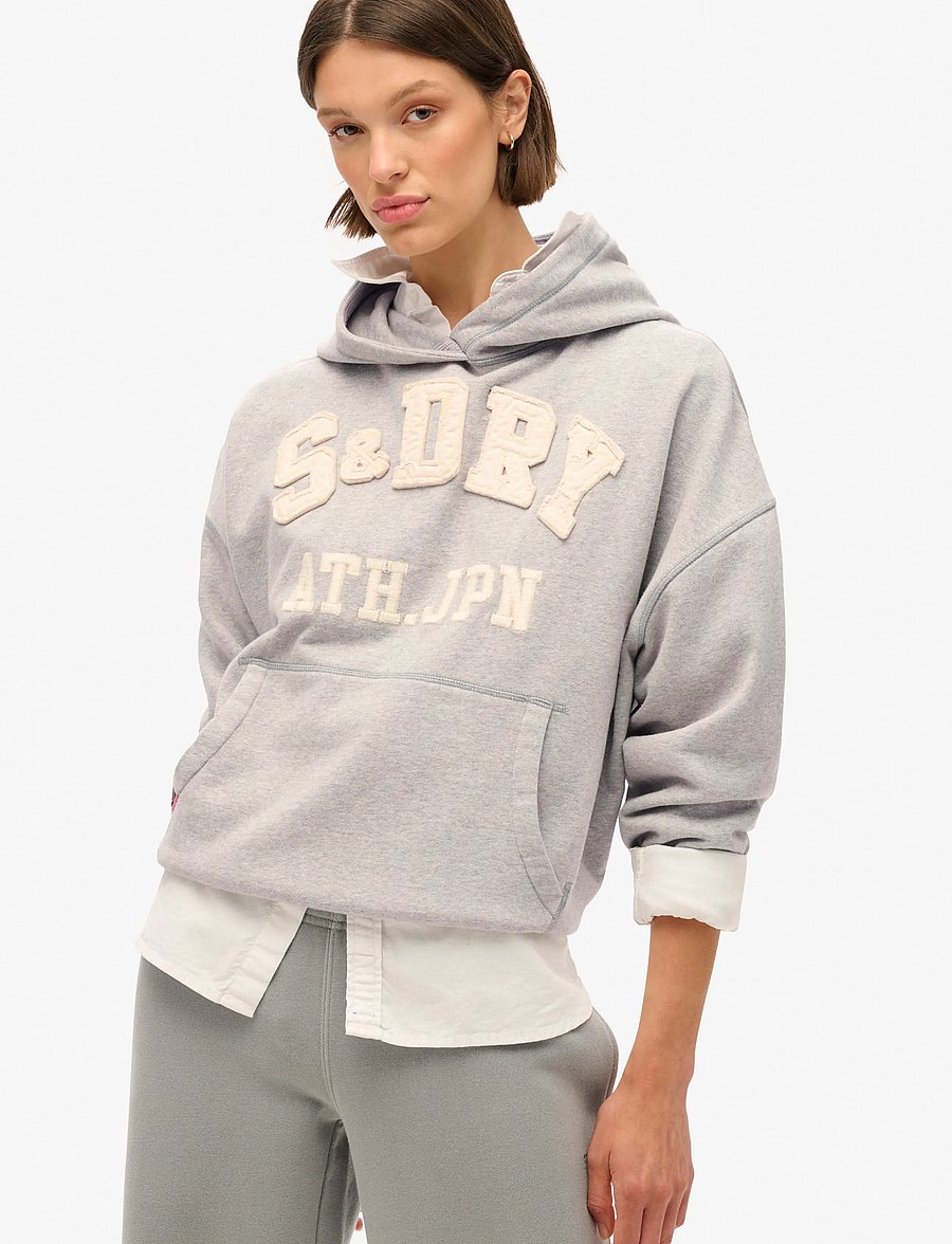 Superdry - ATHLETIC APPLIQ OVERSIZE HOOD - kapuzenpullover - grey marl - 0