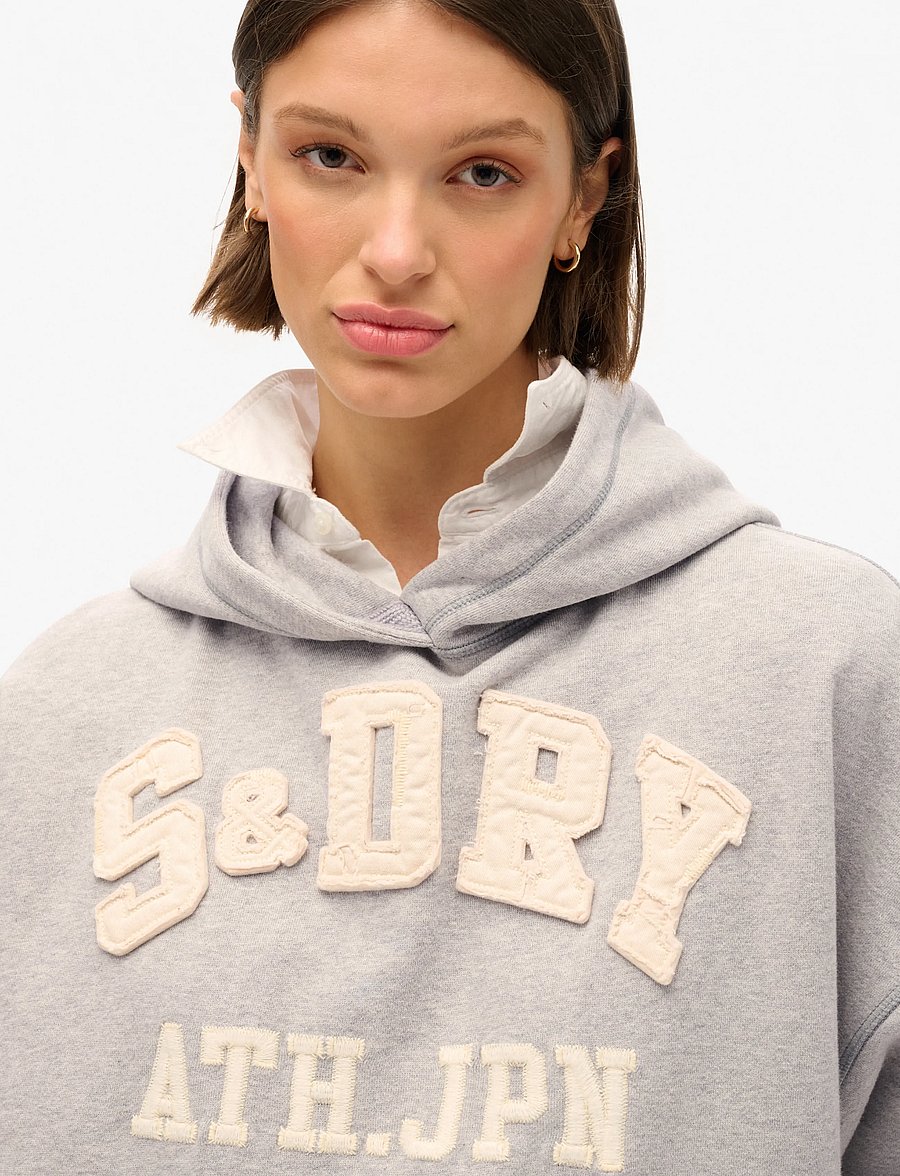 Superdry - ATHLETIC APPLIQ OVERSIZE HOOD - kapuzenpullover - grey marl - 4