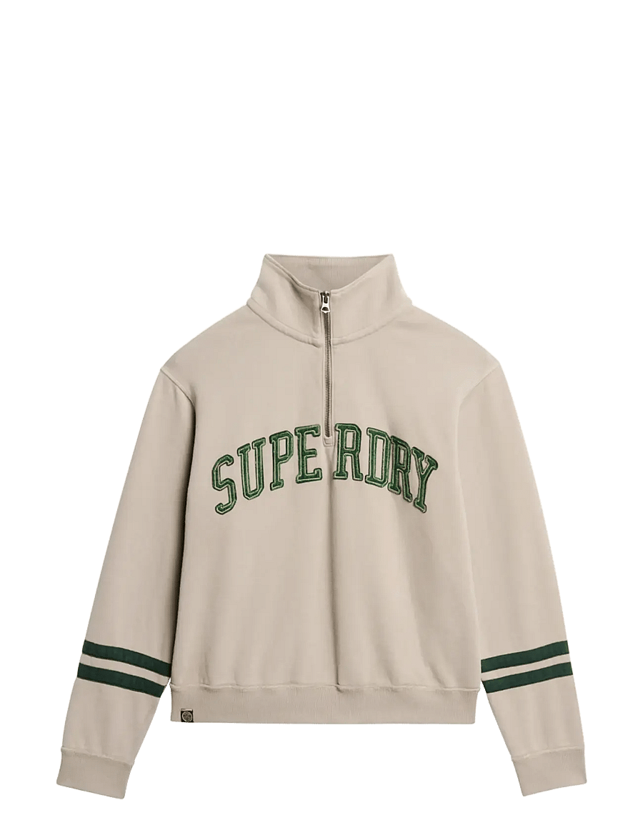 Superdry - ATHLETIC APPLIQUE HALF ZIP - crop tops - cobblestone grey - 1