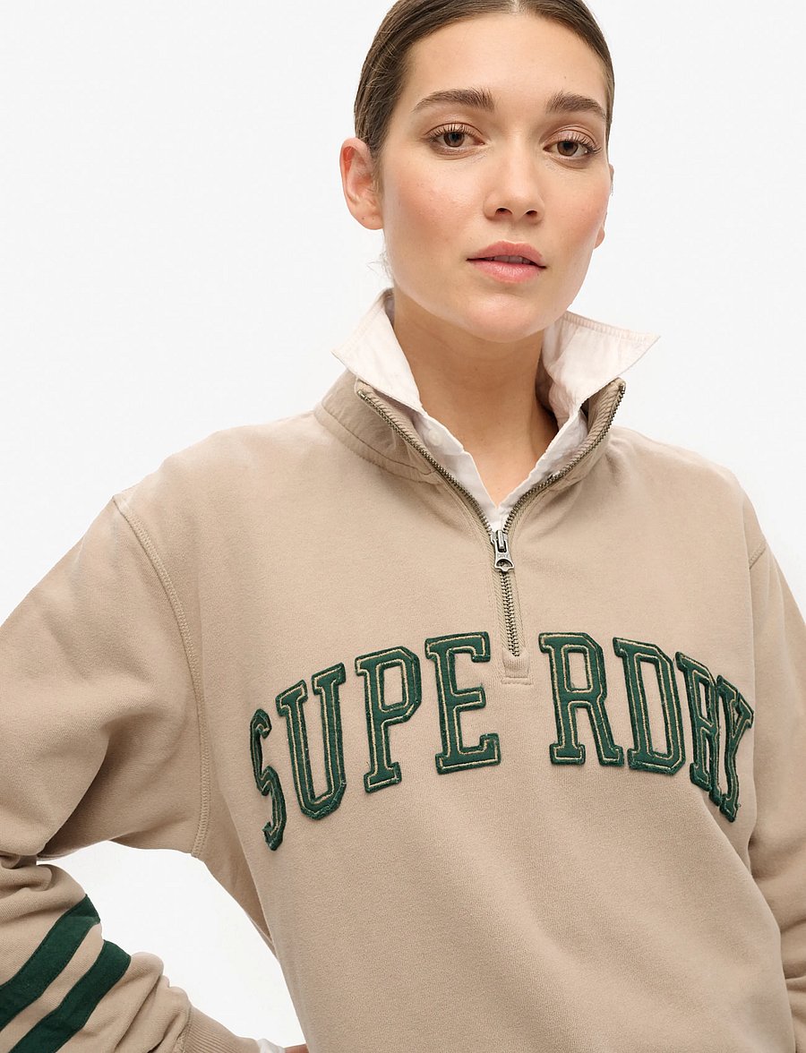 Superdry - ATHLETIC APPLIQUE HALF ZIP - crop tops - cobblestone grey - 2