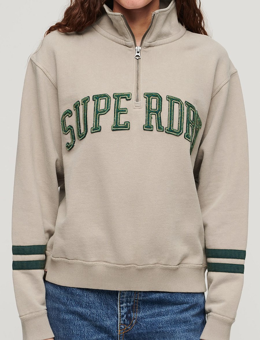 Superdry - ATHLETIC APPLIQUE HALF ZIP - crop tops - cobblestone grey - 4