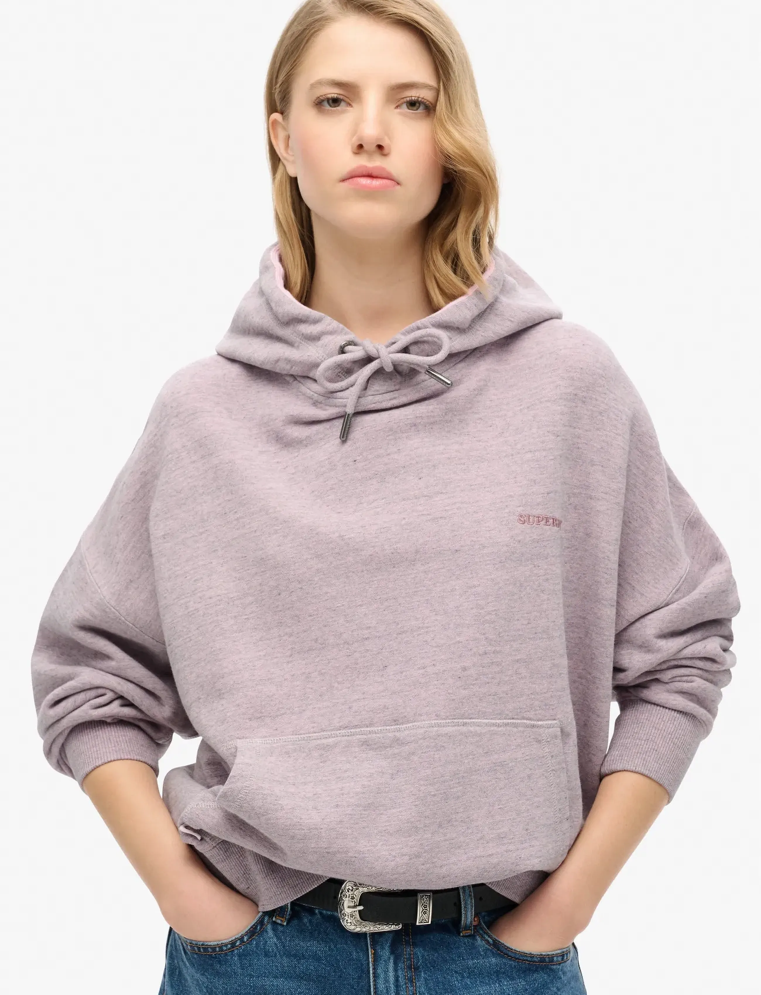 Superdry Essential Logo Overdyed Hoodie, 10, Sweatshirts & Hoodies, Rosa - Frauen