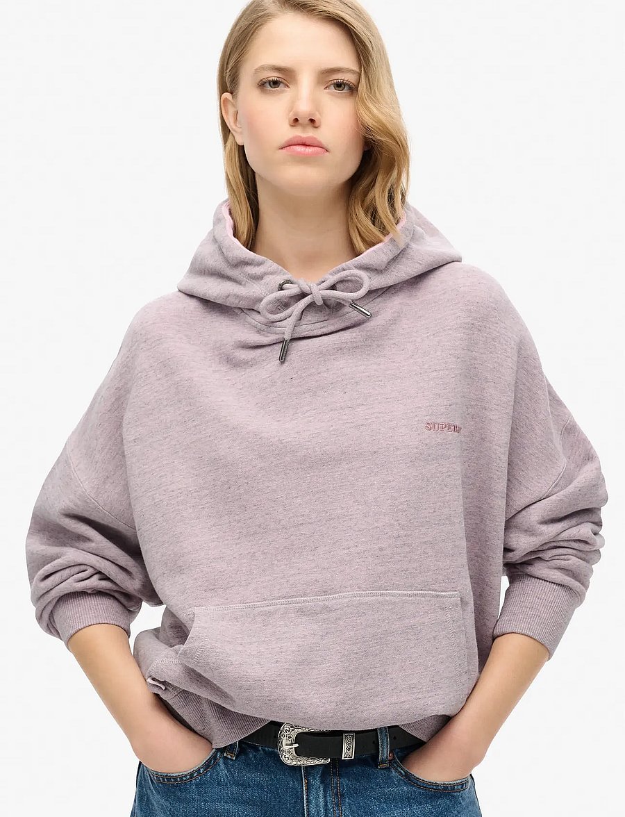 Superdry - ESSENTIAL LOGO OVERDYED HOODIE - hettupeysur - powder pink - 0