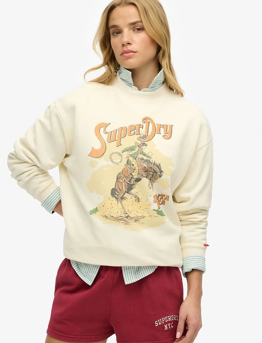 Superdry - SOUVENIR GRAPHIC LOOSE CREW - sweatshirts - cream - 0