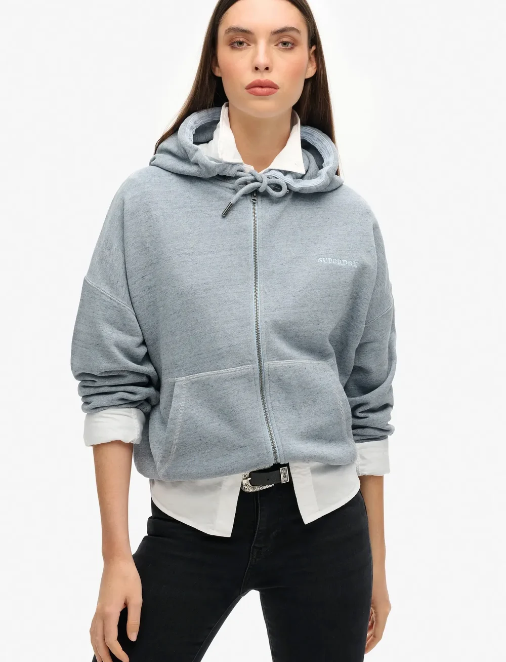 Superdry - ESSENTIAL LOGO OVERDYED ZH - hoodies - blue fog - 0