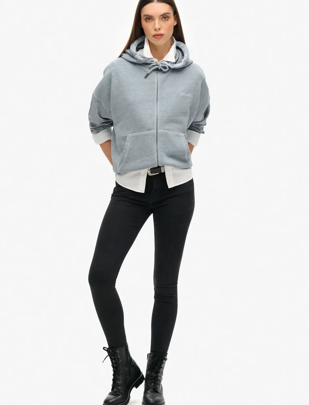 Superdry - ESSENTIAL LOGO OVERDYED ZH - hoodies - blue fog - 2