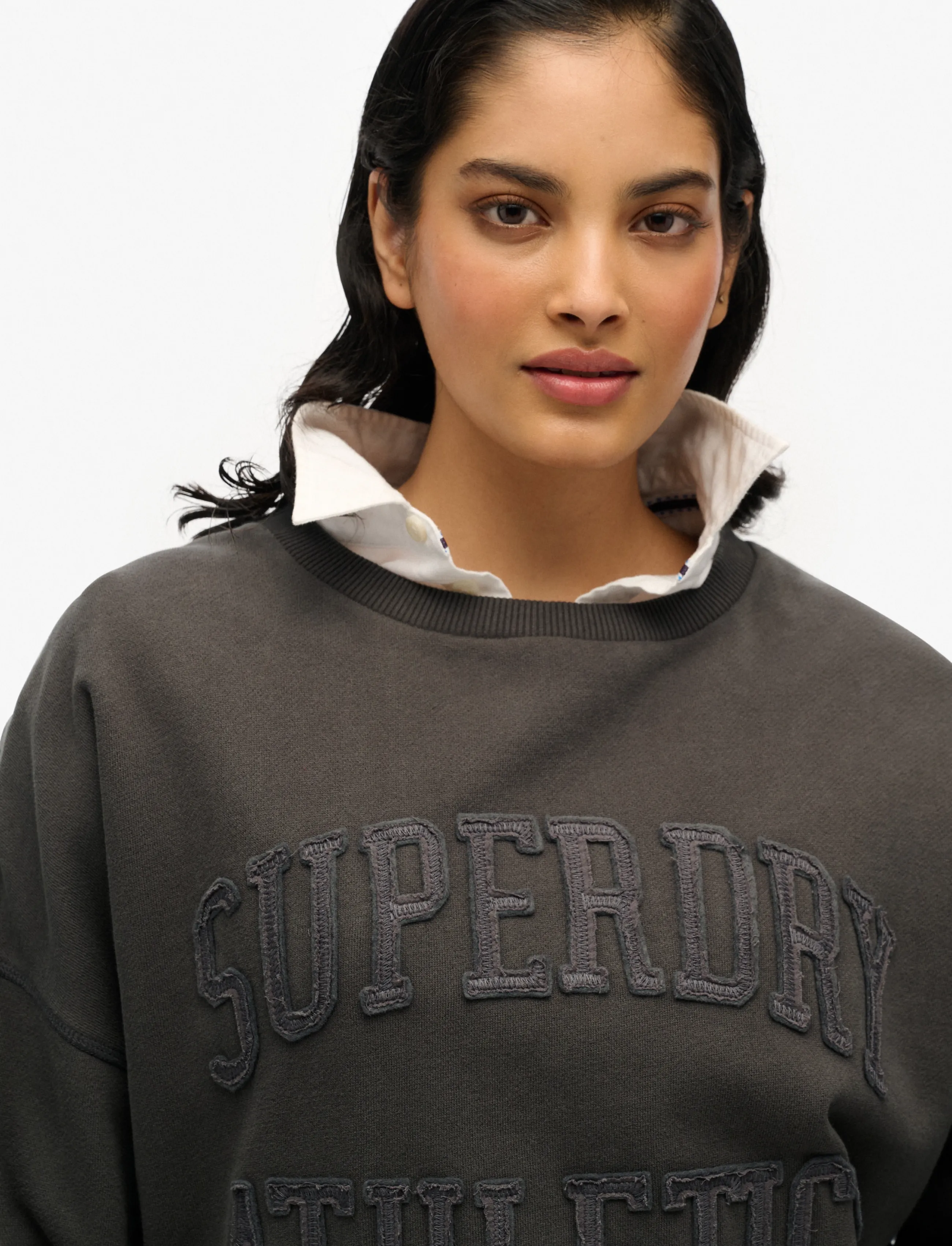 Superdry - ATHLETIC TONAL APPLIQUE CREW - sweatshirts - charcoal - 4