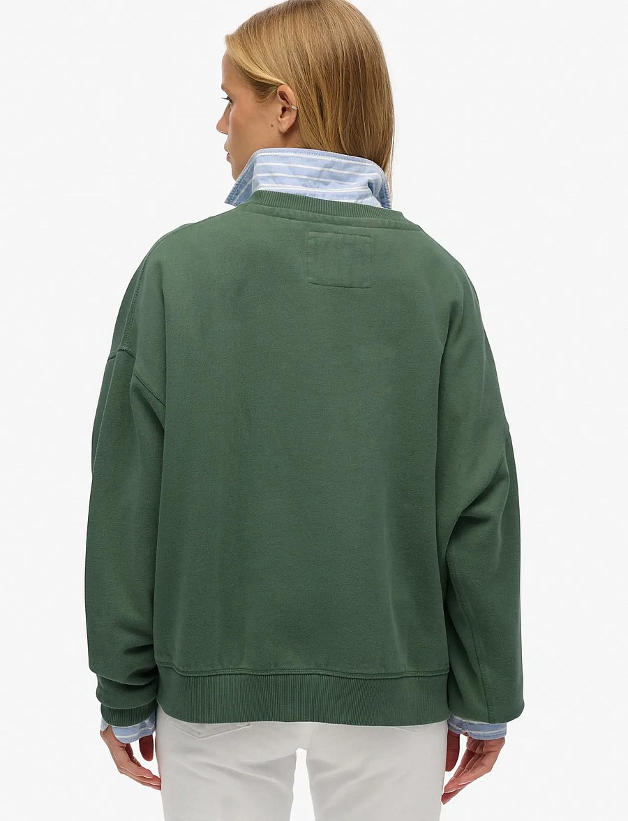 Superdry - ATHLETIC TONAL APPLIQUE CREW - hverdags stil - laurel khaki - 2