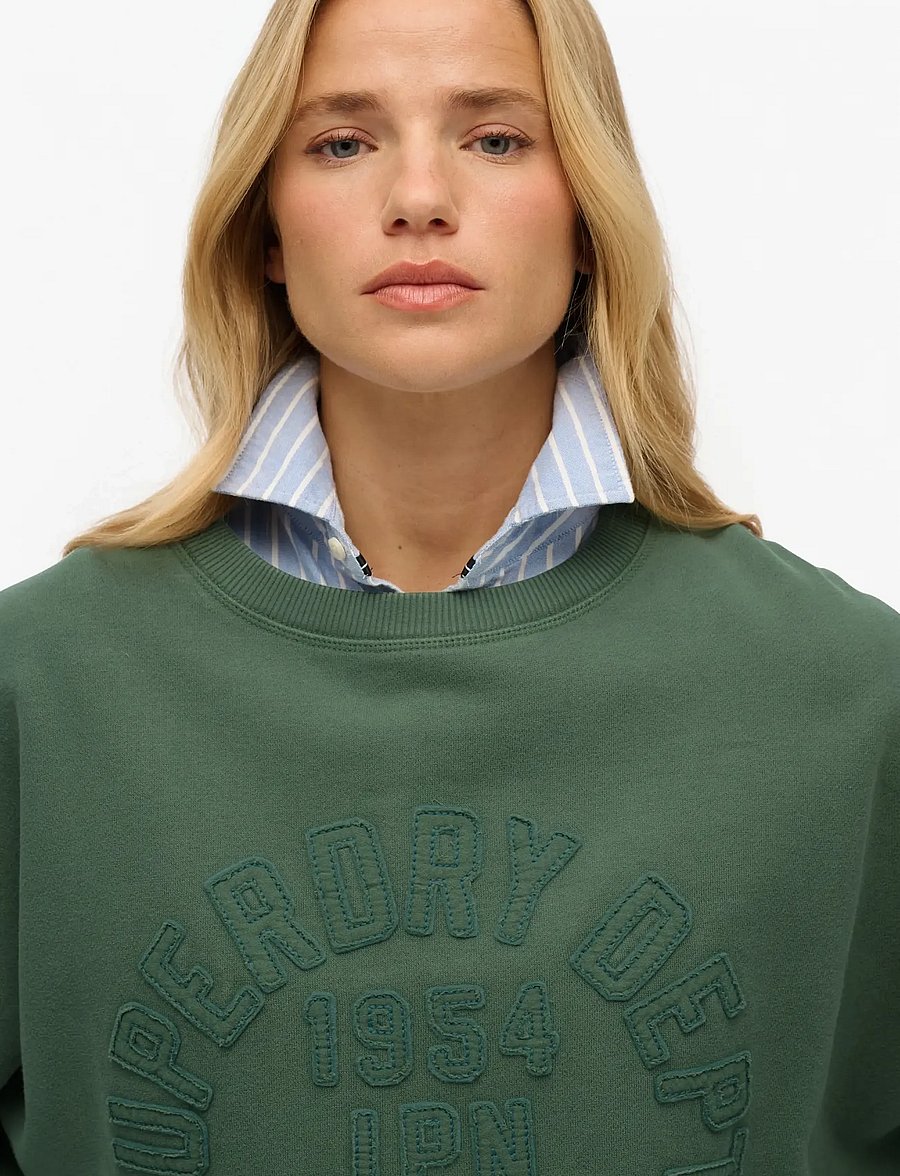 Superdry - ATHLETIC TONAL APPLIQUE CREW - hverdags stil - laurel khaki - 3
