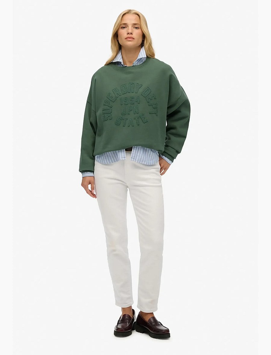Superdry - ATHLETIC TONAL APPLIQUE CREW - hverdags stil - laurel khaki - 4
