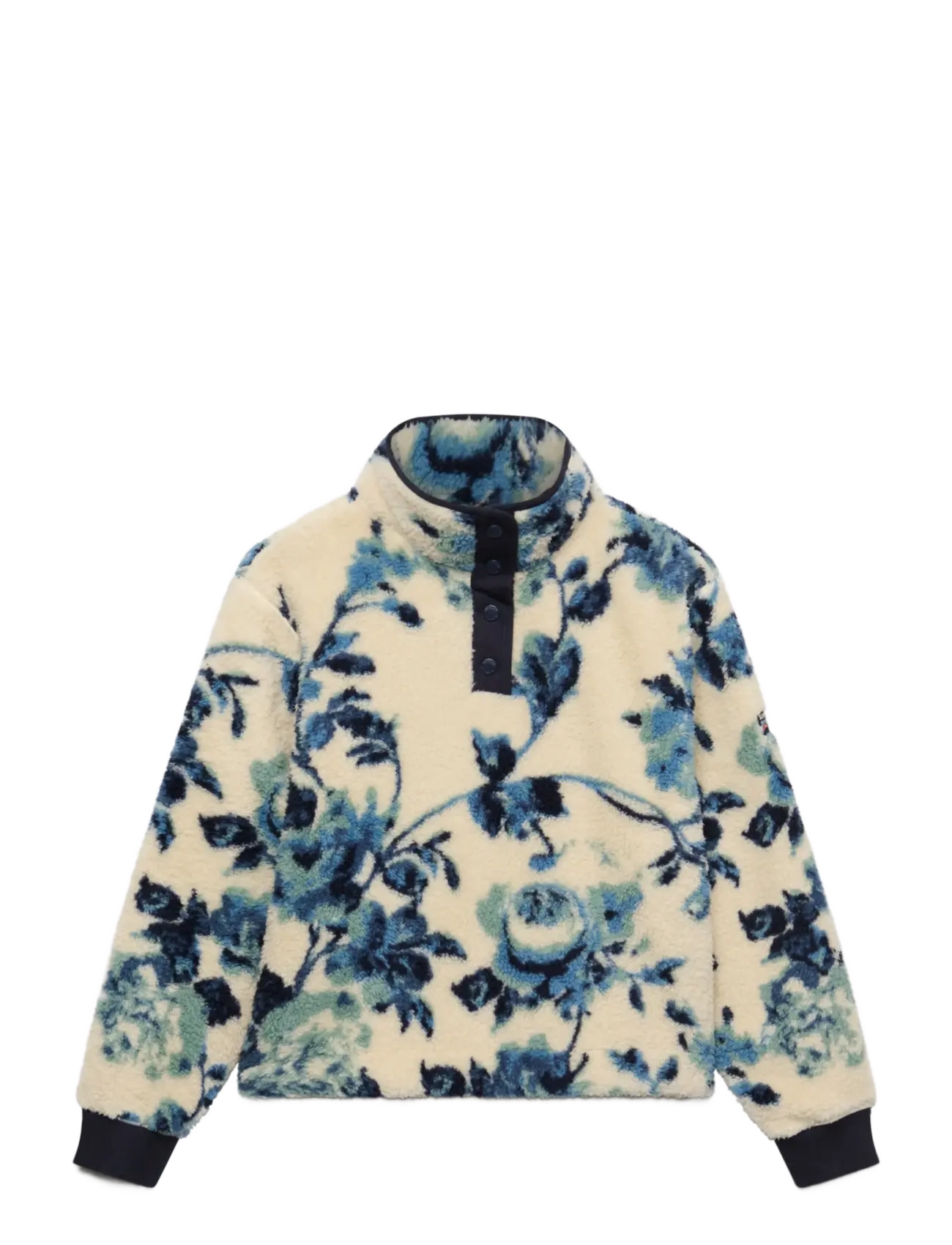 Superdry SUPER SOFT PRINTED HALF BUTTON - Oberteile - BLUE PEONIES AOP / cream