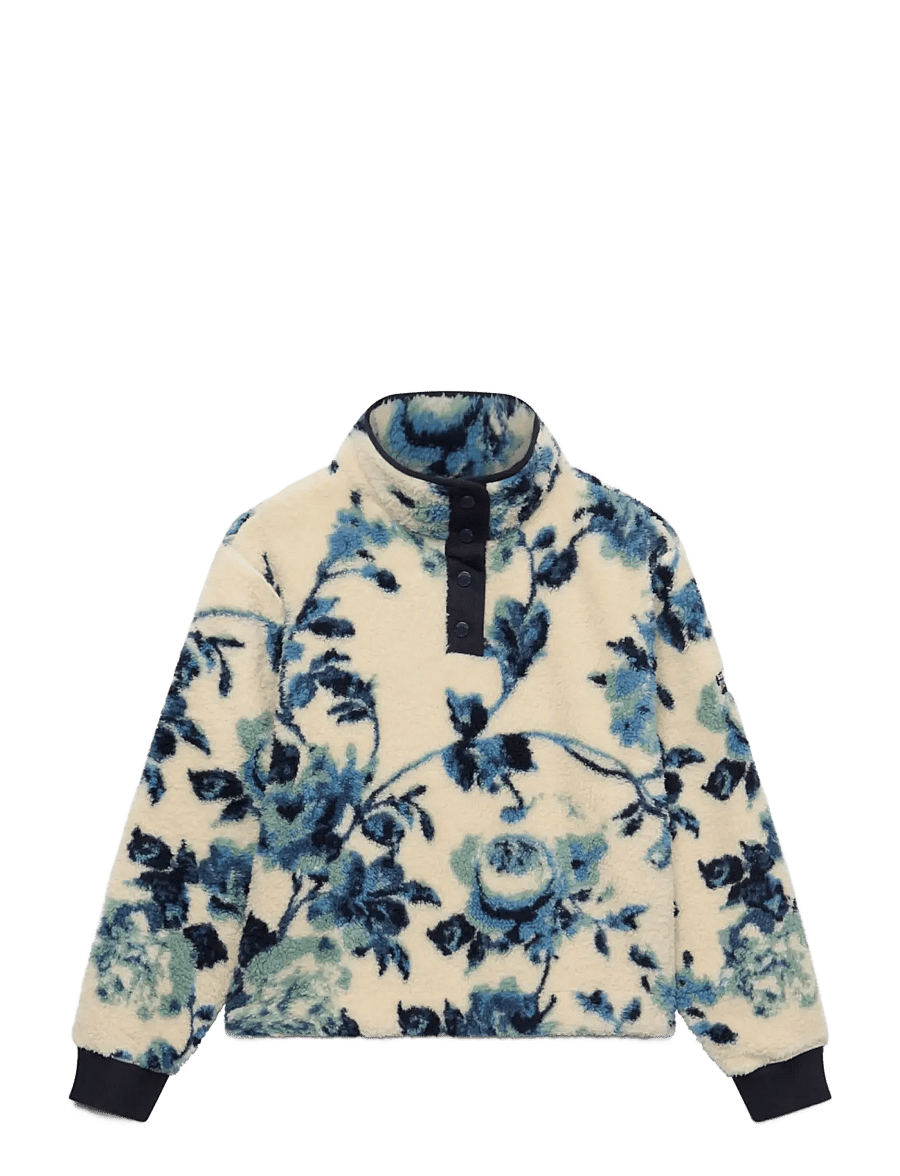 Superdry - SUPER SOFT PRINTED HALF BUTTON - tops - blue peonies aop - 1