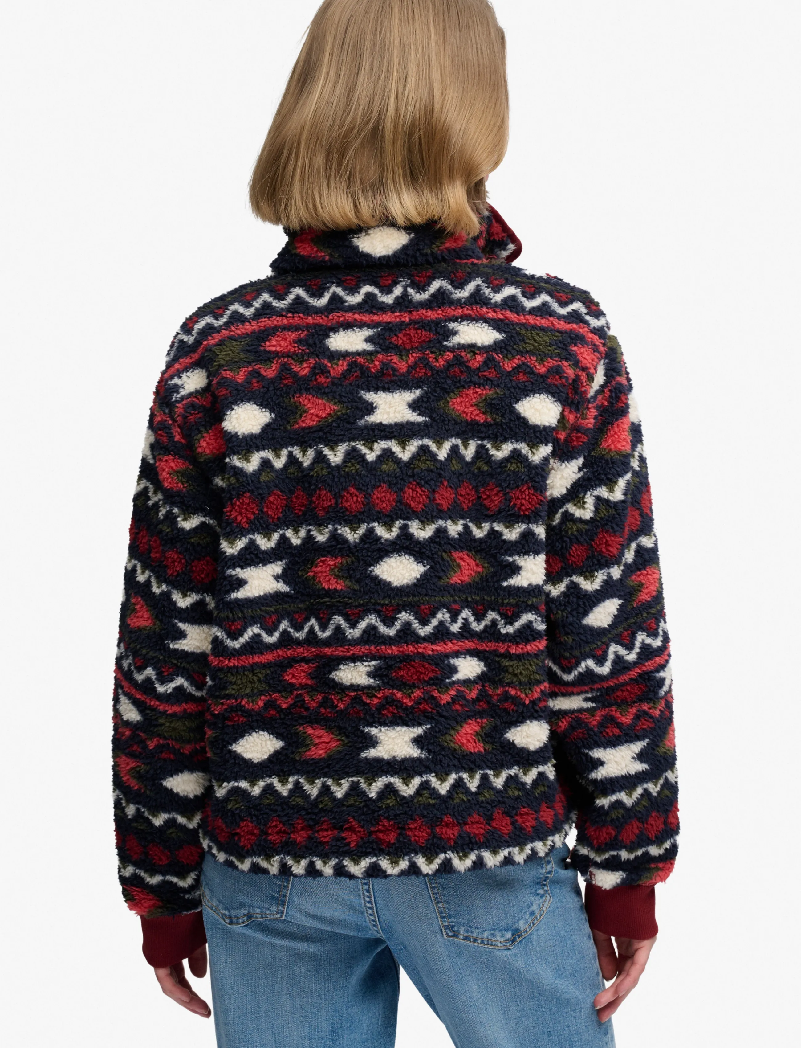 Superdry - SUPER SOFT PRINTED HALF BUTTON - oberteile - burgundy mini aztec aop - 3