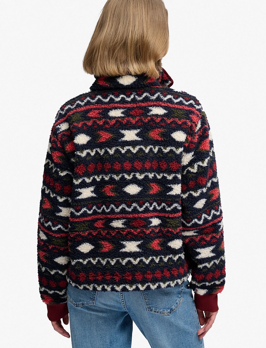 Superdry - SUPER SOFT PRINTED HALF BUTTON - oberteile - burgundy mini aztec aop - 3