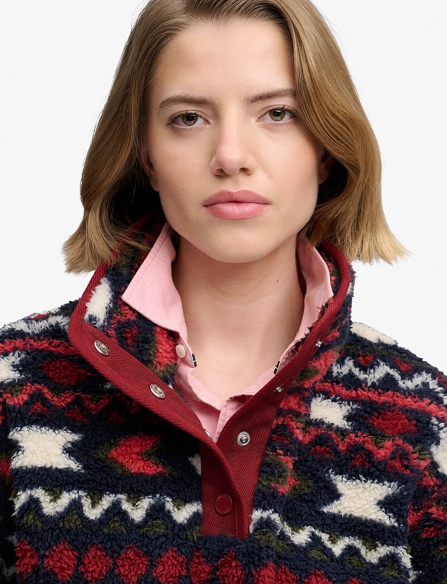 Superdry - SUPER SOFT PRINTED HALF BUTTON - oberteile - burgundy mini aztec aop - 4
