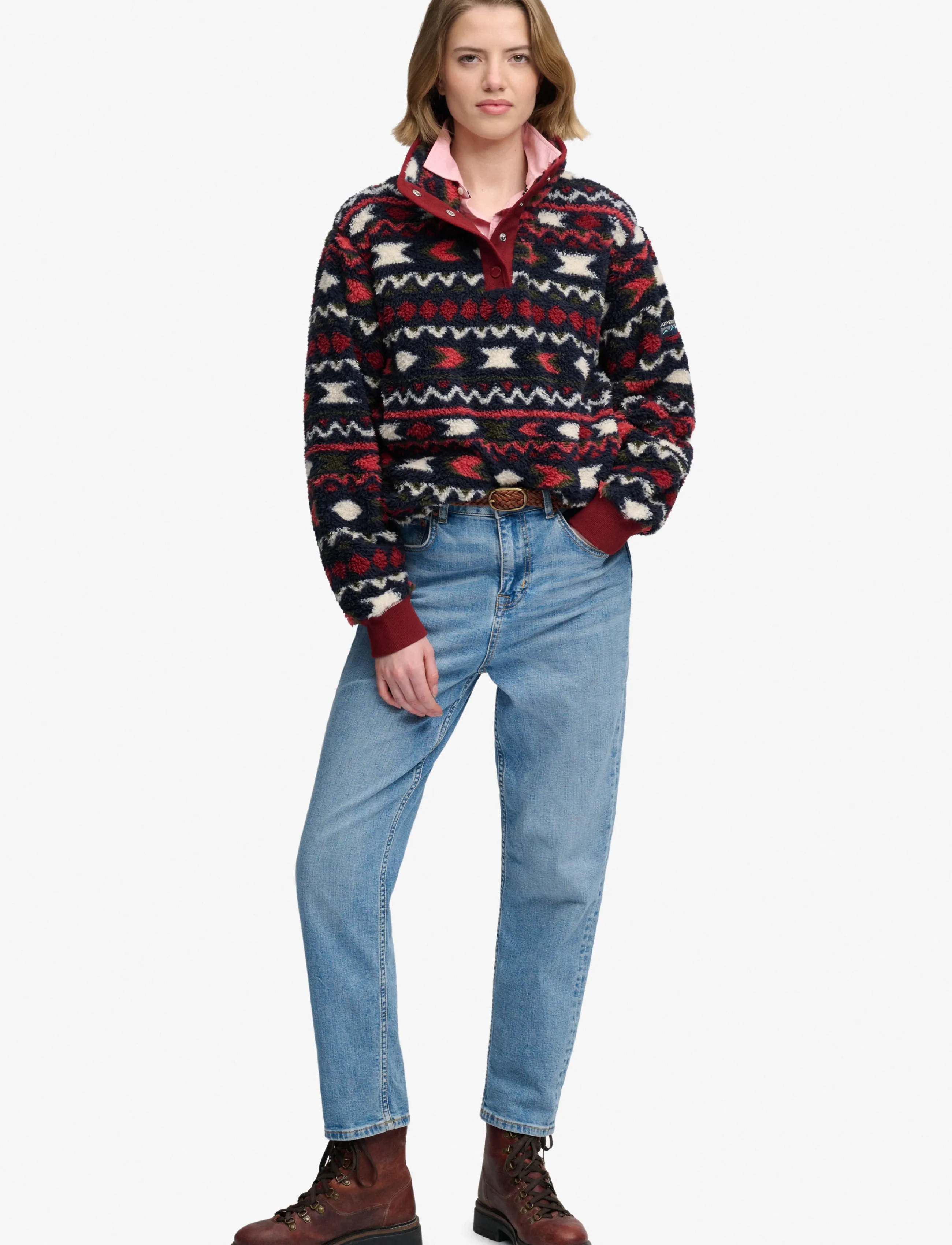 Superdry Super Soft Printed Half Button fleecetröja dam – bild 5