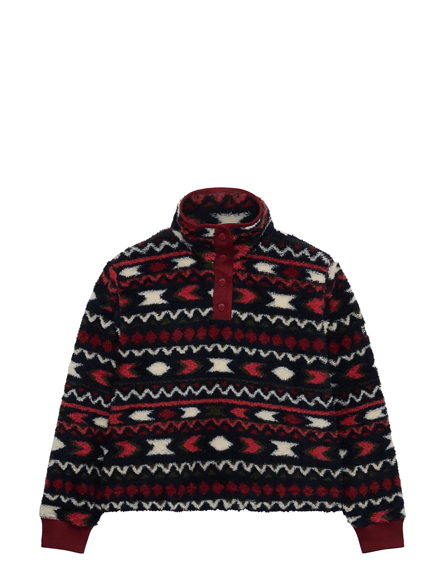 Superdry - SUPER SOFT PRINTED HALF BUTTON - oberteile - burgundy mini aztec aop - 2