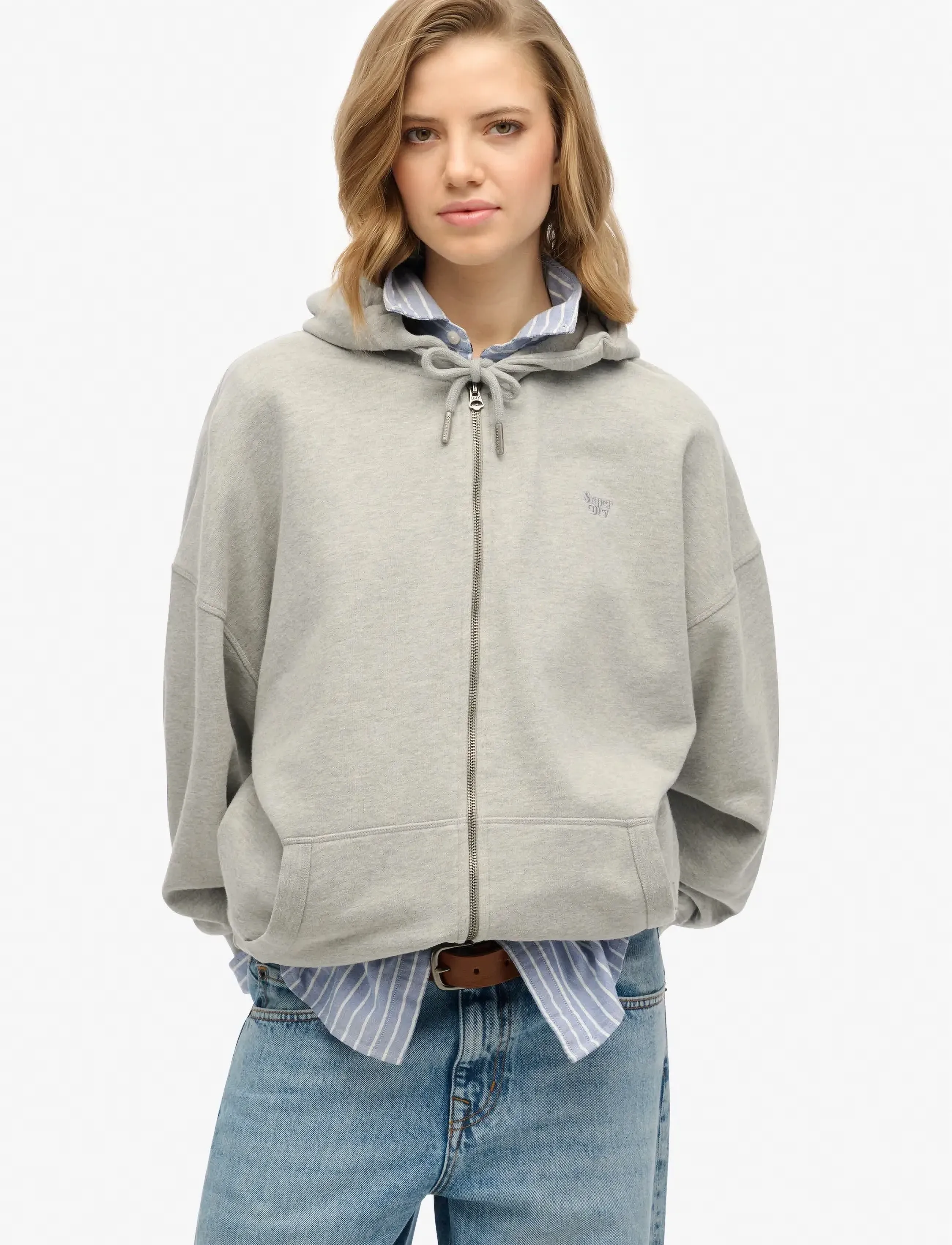 Superdry STUDIOS ZIP HOODIE - Sweatshirts - GREY MARL / grey