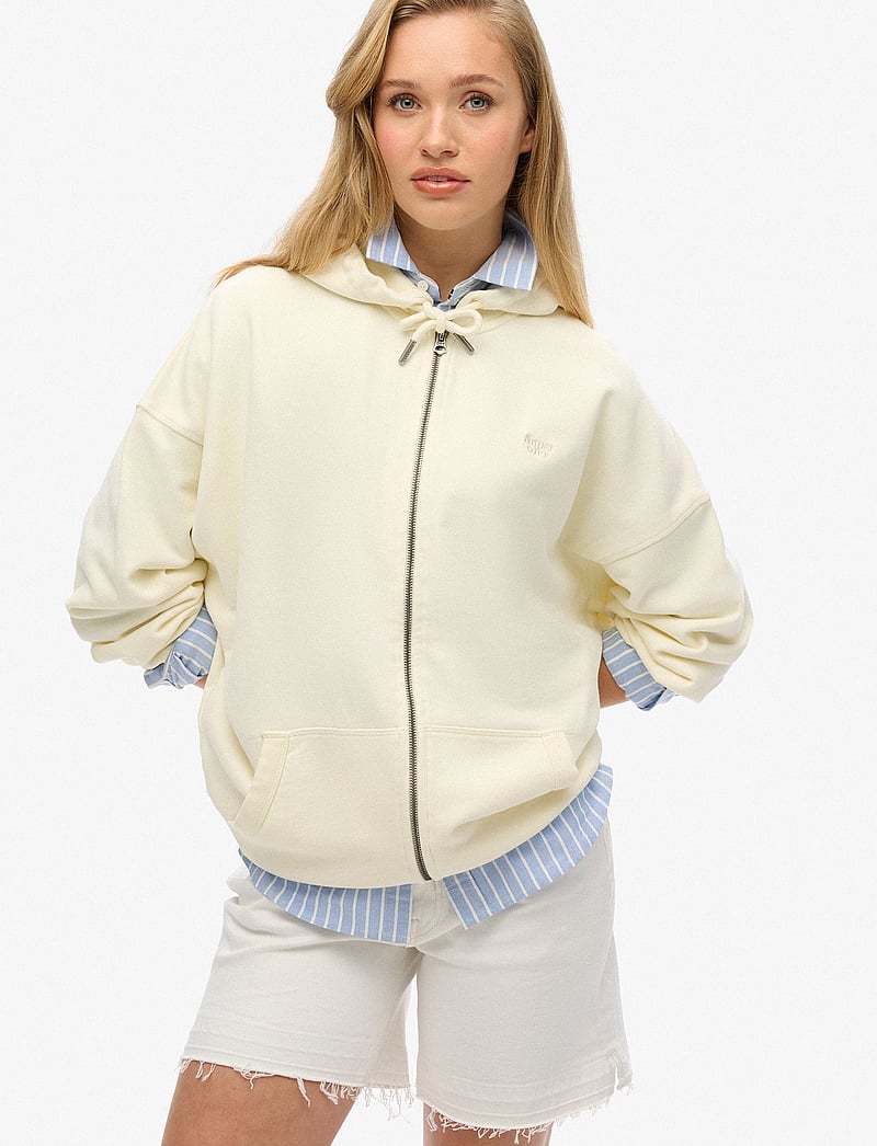 Superdry - STUDIOS ZIP HOODIE - kapuutsiga dressipluusid - off white - 0