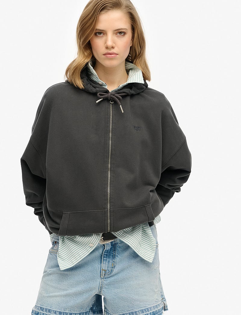 Superdry - STUDIOS ZIP HOODIE - kapuutsiga dressipluusid - washed black - 0