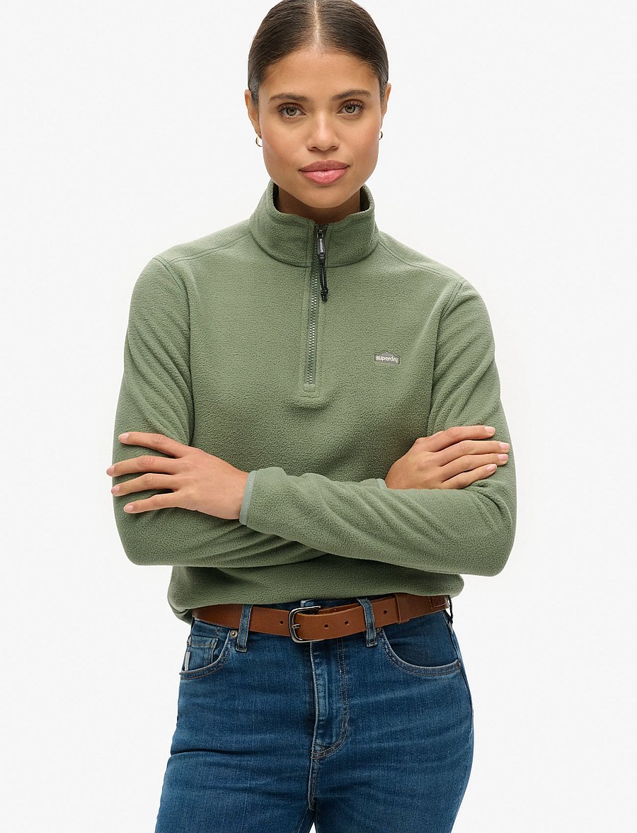 Superdry - POLAR FLEECE HALF ZIP - fleece & midlayer - laurel khaki - 0