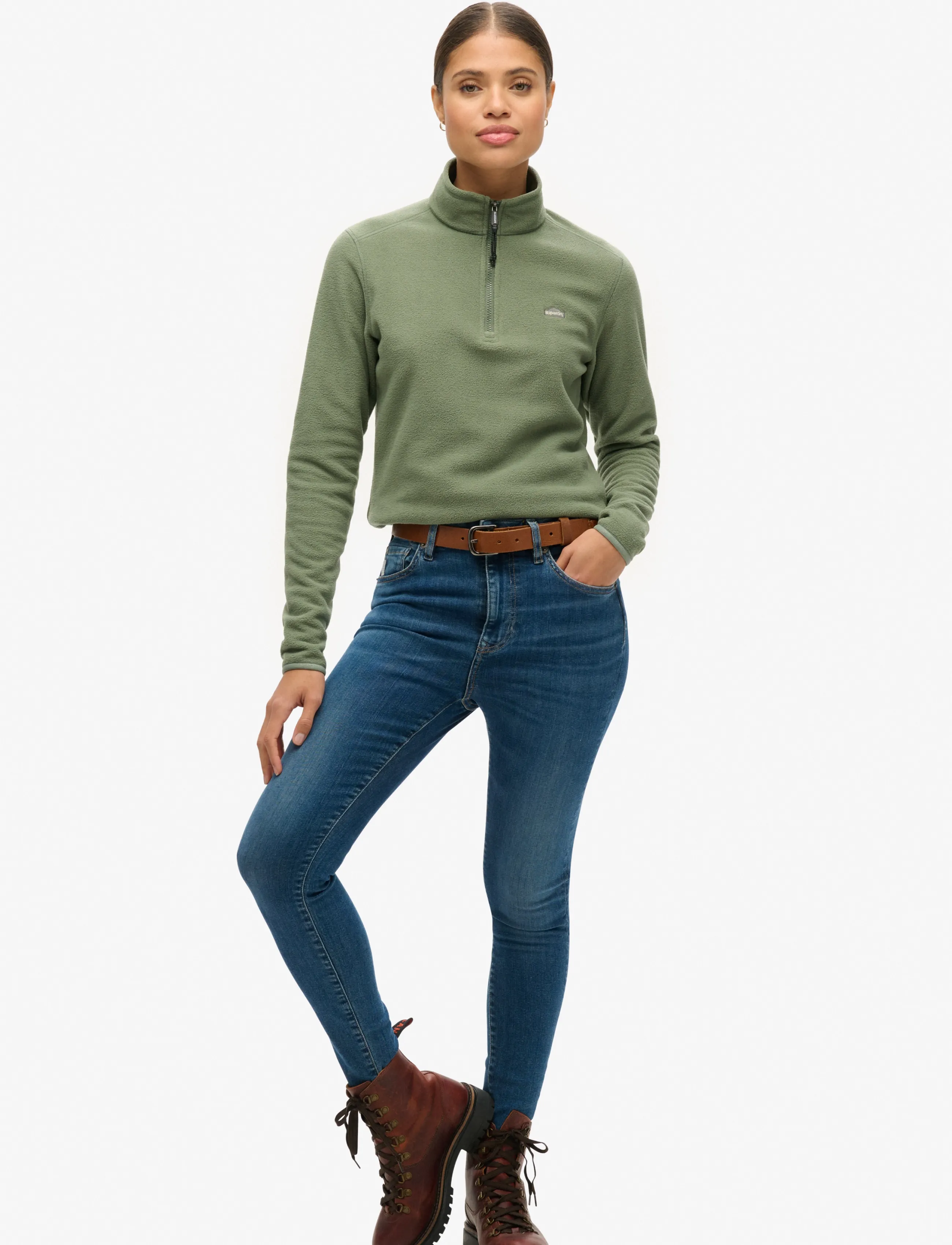 Superdry - POLAR FLEECE HALF ZIP - fleece & midlayer - laurel khaki - 5