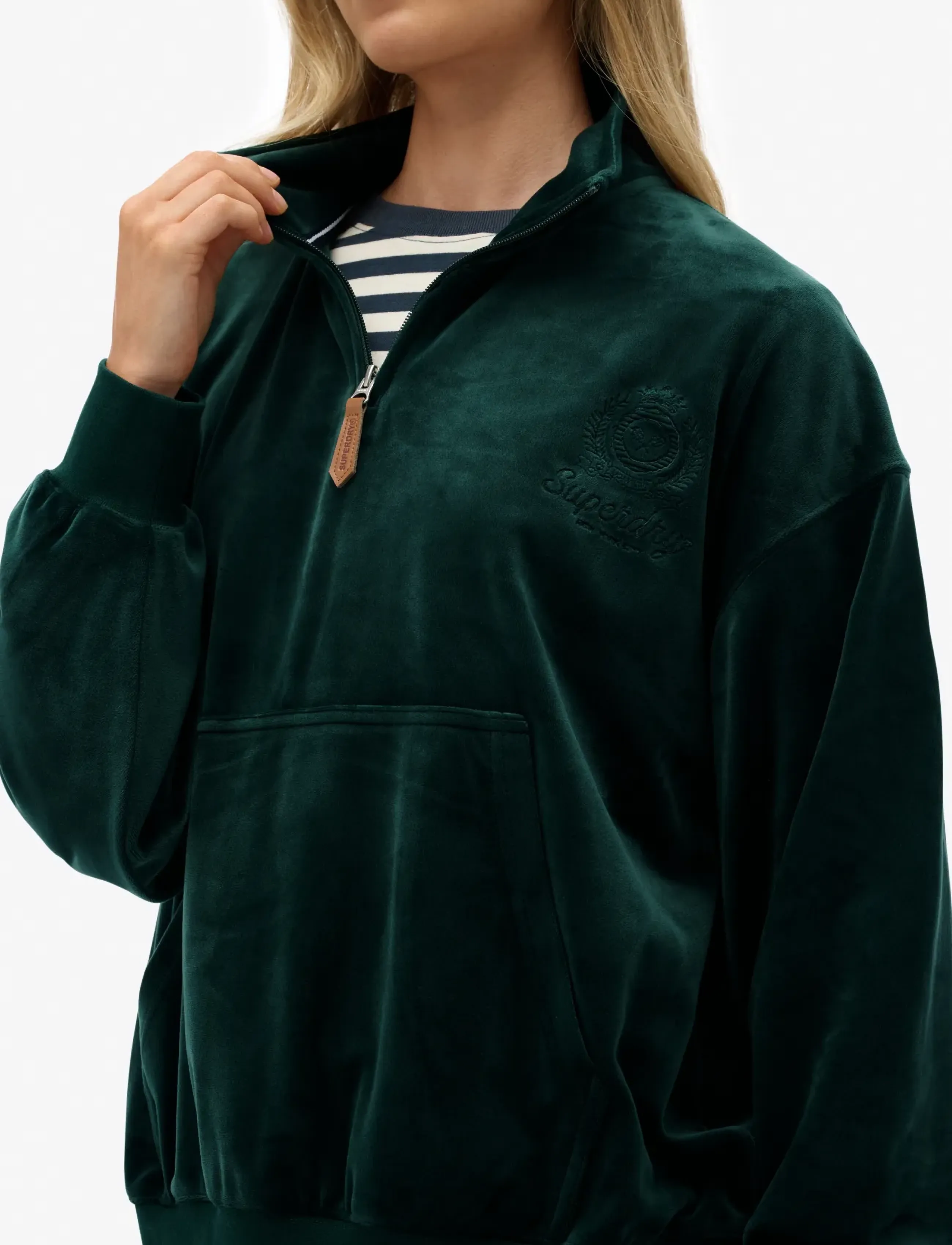 Superdry - COUNTRY CLUB VELOUR 1/4 ZIP - sweatshirts - enamel green - 4