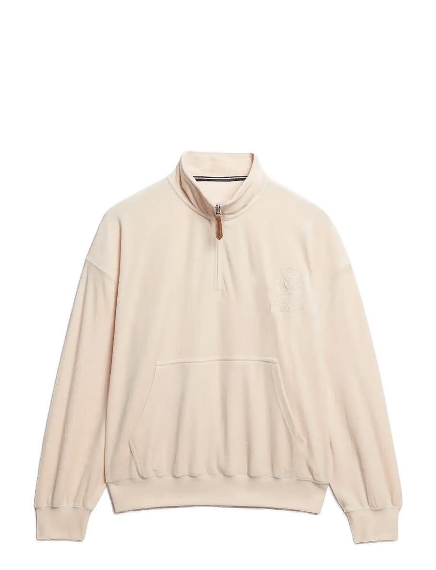 Superdry - COUNTRY CLUB VELOUR 1/4 ZIP - hverdags stil - pink tint - 1