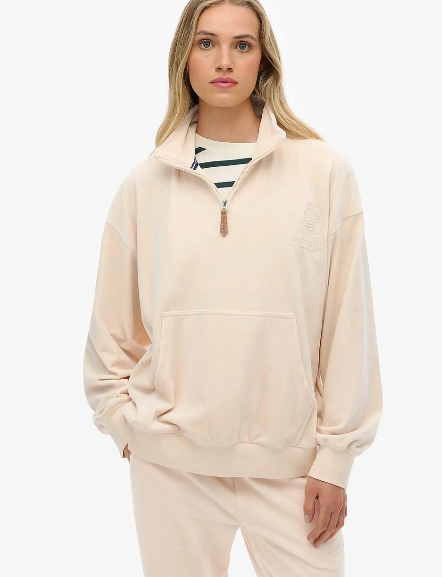 Superdry - COUNTRY CLUB VELOUR 1/4 ZIP - hverdags stil - pink tint - 0