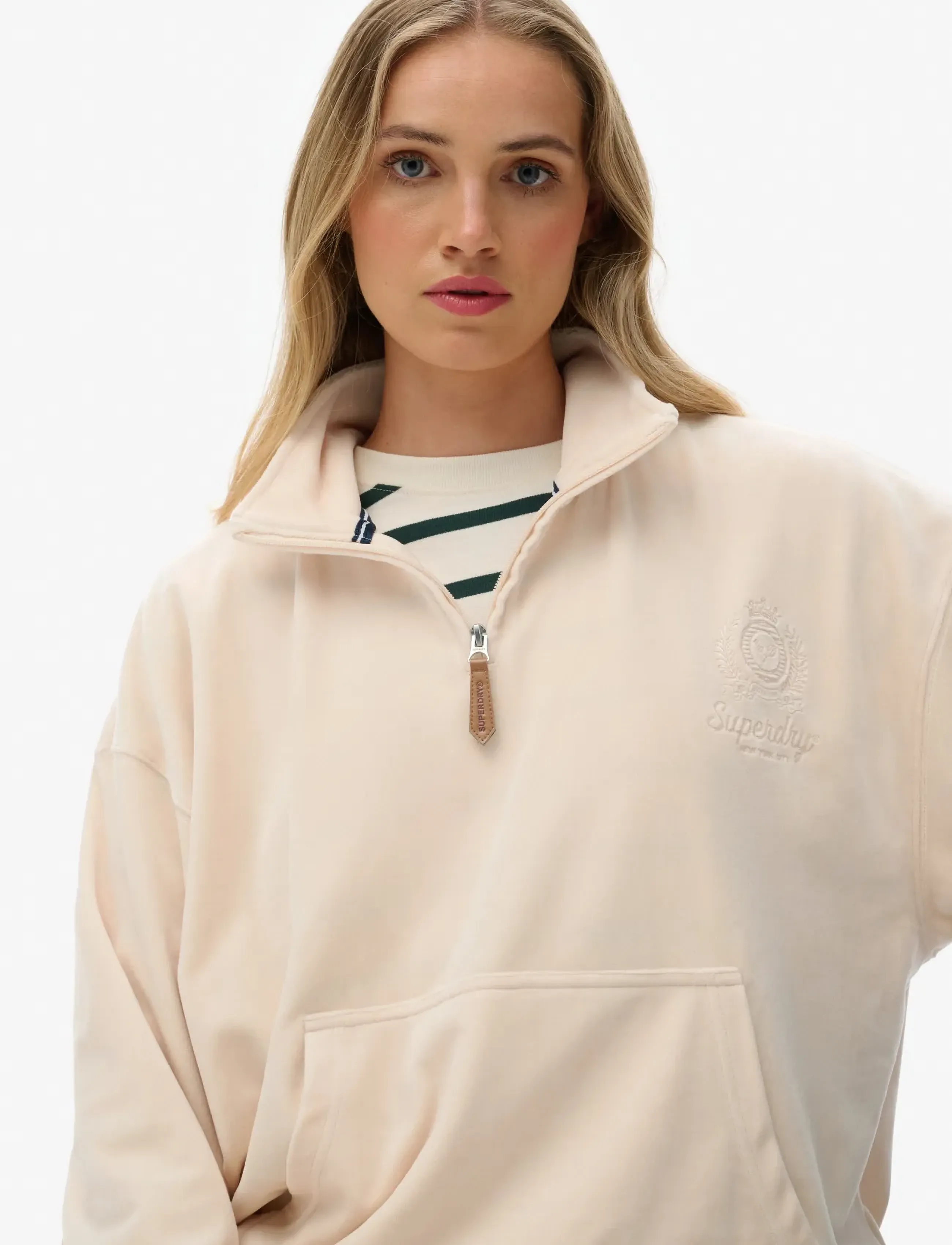 Superdry - COUNTRY CLUB VELOUR 1/4 ZIP - hverdags stil - pink tint - 4