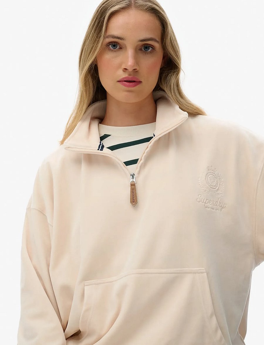 Superdry - COUNTRY CLUB VELOUR 1/4 ZIP - hverdags stil - pink tint - 4
