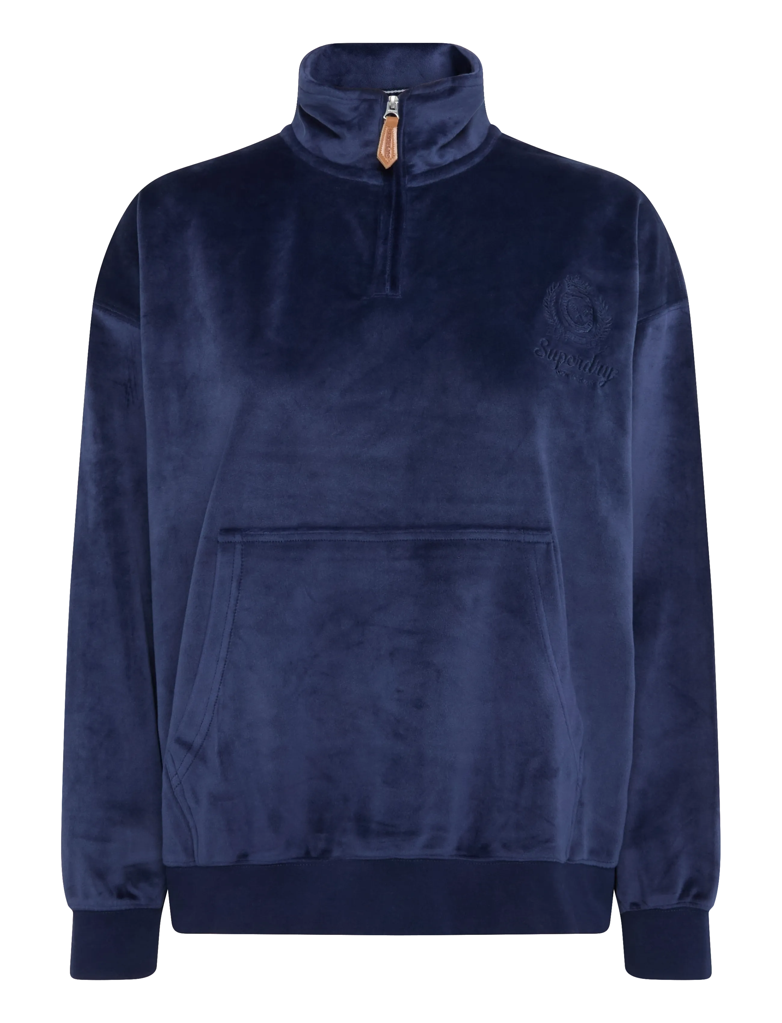 Superdry COUNTRY CLUB VELOUR 1/4 ZIP - Joggingpeysur - RICH NAVY / navy