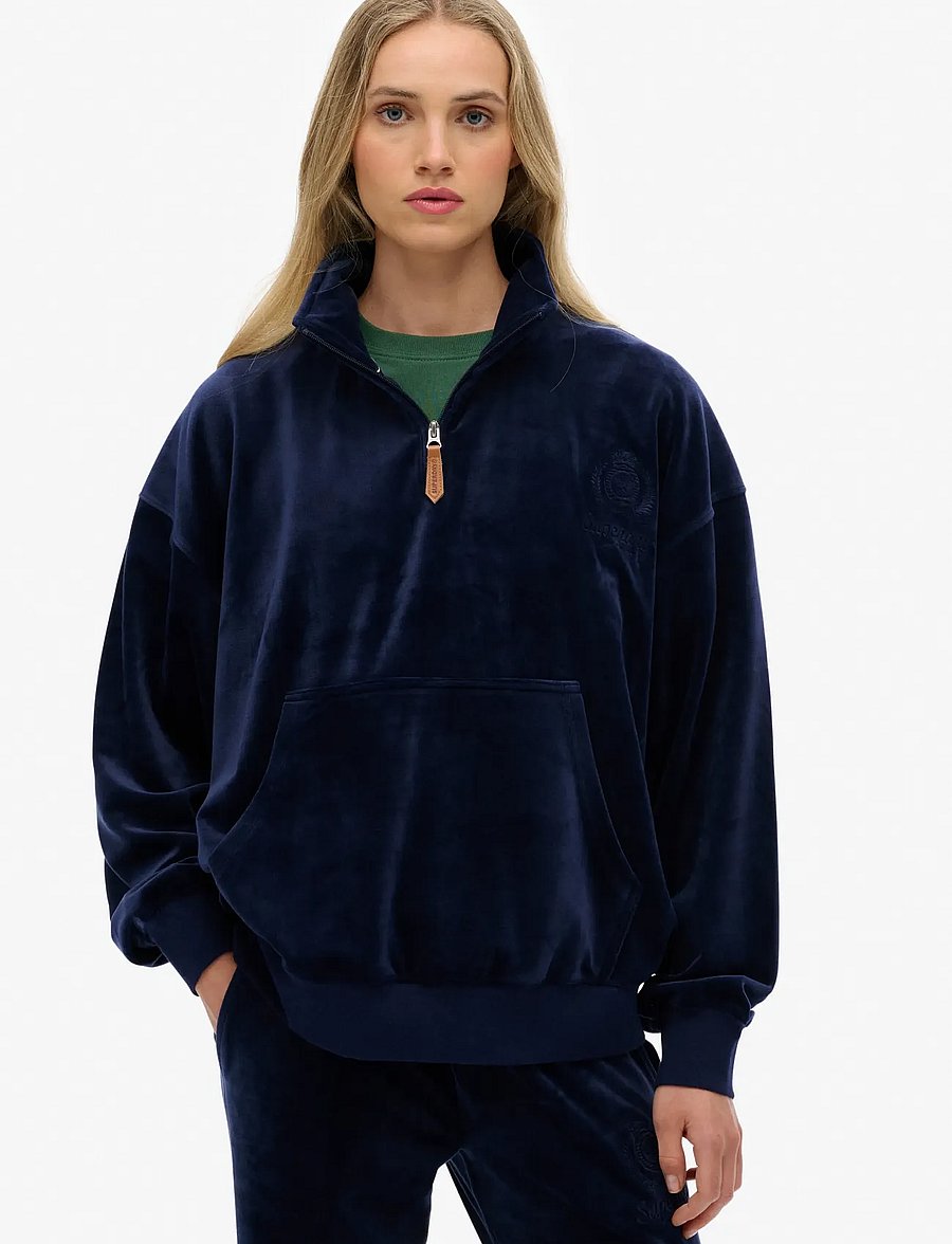 Superdry - COUNTRY CLUB VELOUR 1/4 ZIP - sweatshirts - rich navy - 0