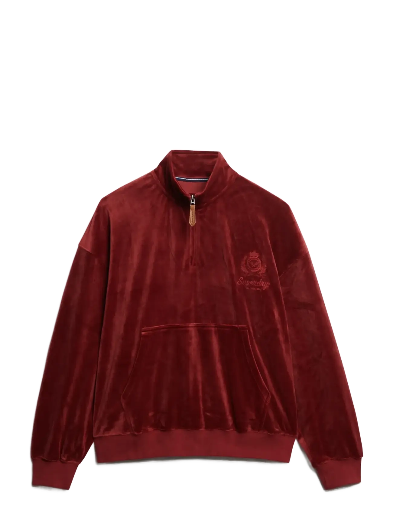 Superdry COUNTRY CLUB VELOUR 1/4 ZIP - Tøj - STANTON RED / red