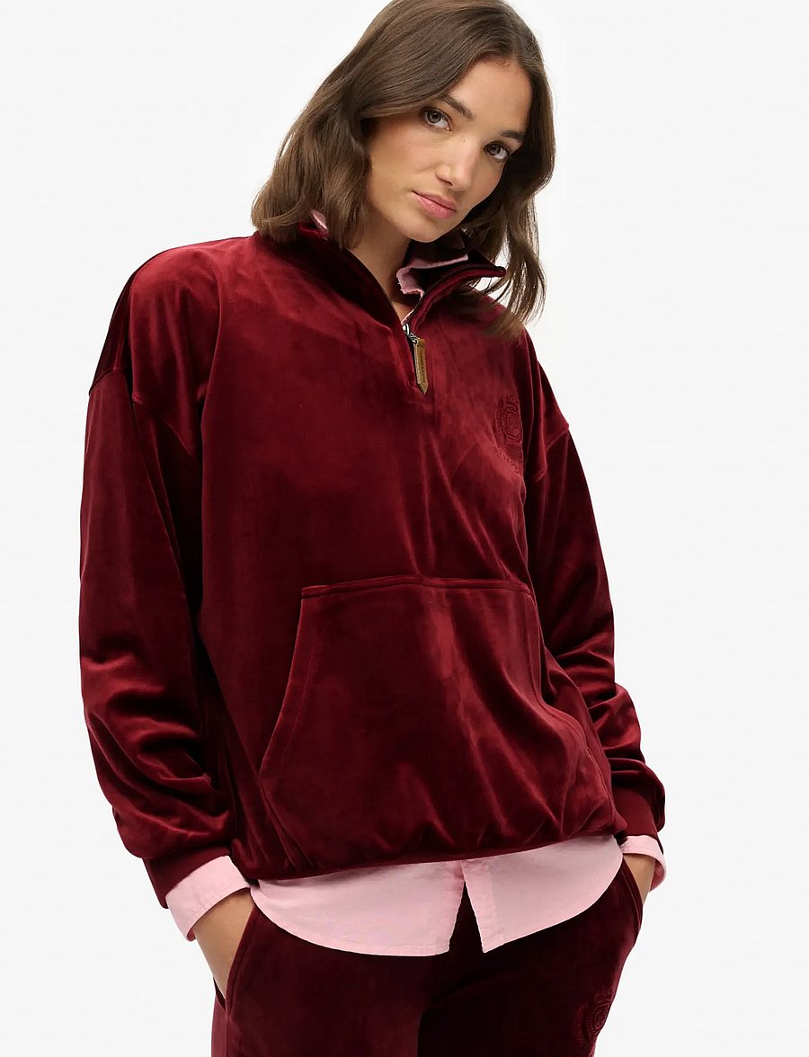 Superdry - COUNTRY CLUB VELOUR 1/4 ZIP - sweatshirts - stanton red - 0