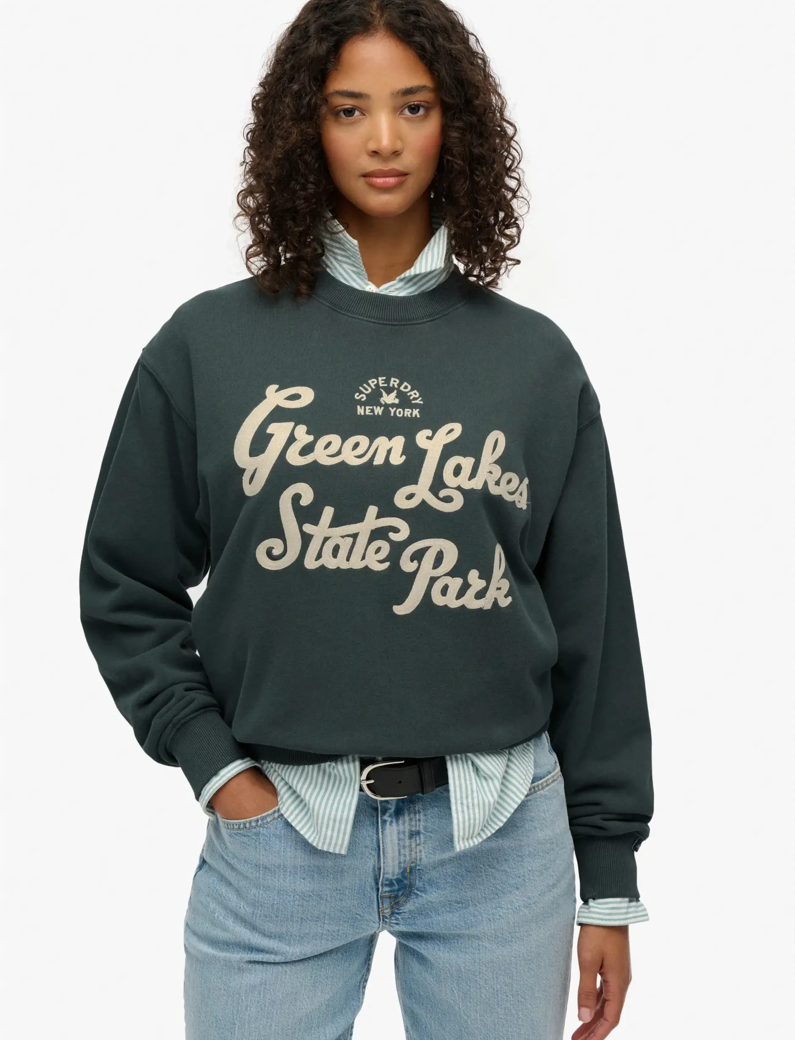 Superdry LO-FI OUTDOOR LOOSE CREW - Džemperiai - DARK FOREST / green