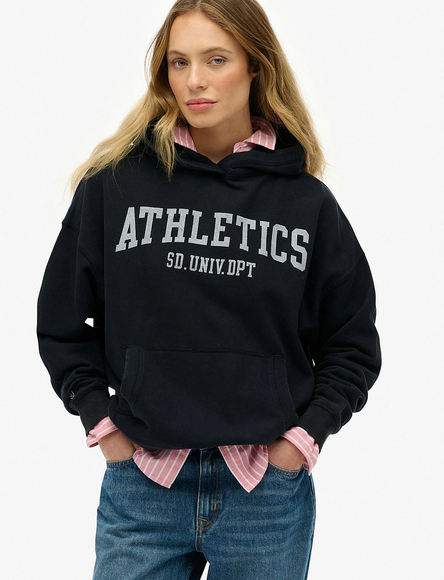 Superdry - ATH ESS RELAXED HOOD - kapuzenpullover - eclipse navy - 0