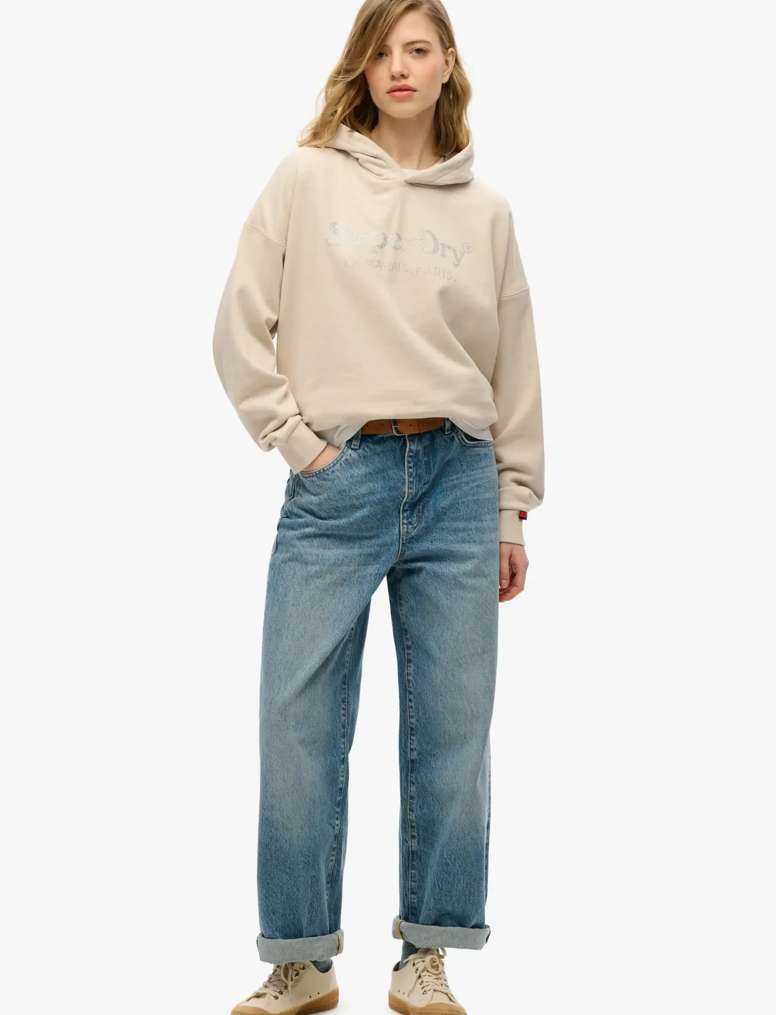 Superdry - VENUE METALLIC RELAXED HOOD - kapuzenpullover - pumice stone beige - 3