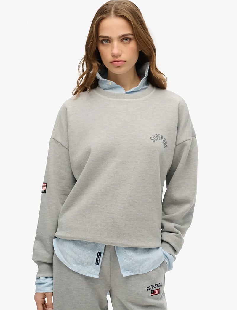 Superdry - ATHLETIC RELAXED PRINTED CREW - everyday style - grey marl - 0