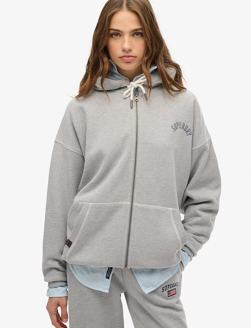 Superdry - ATHLETIC ESS OVERSIZED ZIPHOOD - kapuzenpullover - grey marl - 0