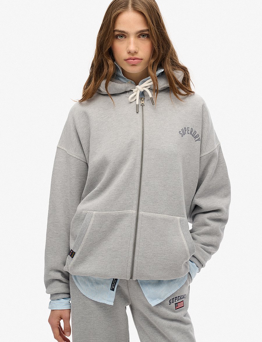 Superdry - ATHLETIC ESS OVERSIZED ZIPHOOD - hoodies - grey marl - 0