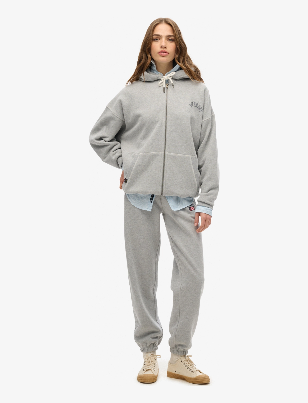 Superdry - ATHLETIC ESS OVERSIZED ZIPHOOD - huvtröja - grey marl - 4