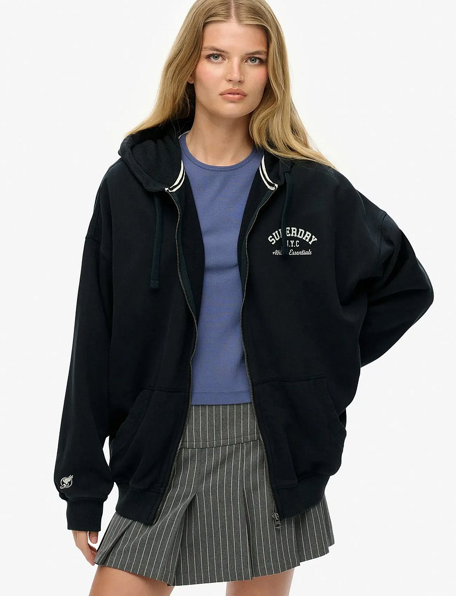 Superdry - ATHLETIC ESS OVERSIZED ZIPHOOD - eclipse navy/off white - 0