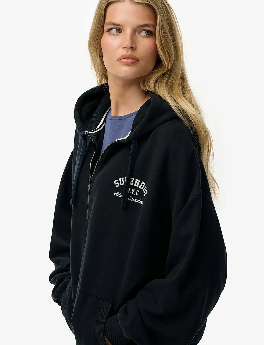 Superdry - ATHLETIC ESS OVERSIZED ZIPHOOD - eclipse navy/off white - 4