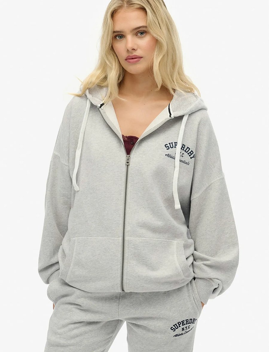Superdry - ATHLETIC ESS OVERSIZED ZIPHOOD - glacier grey marl - 0