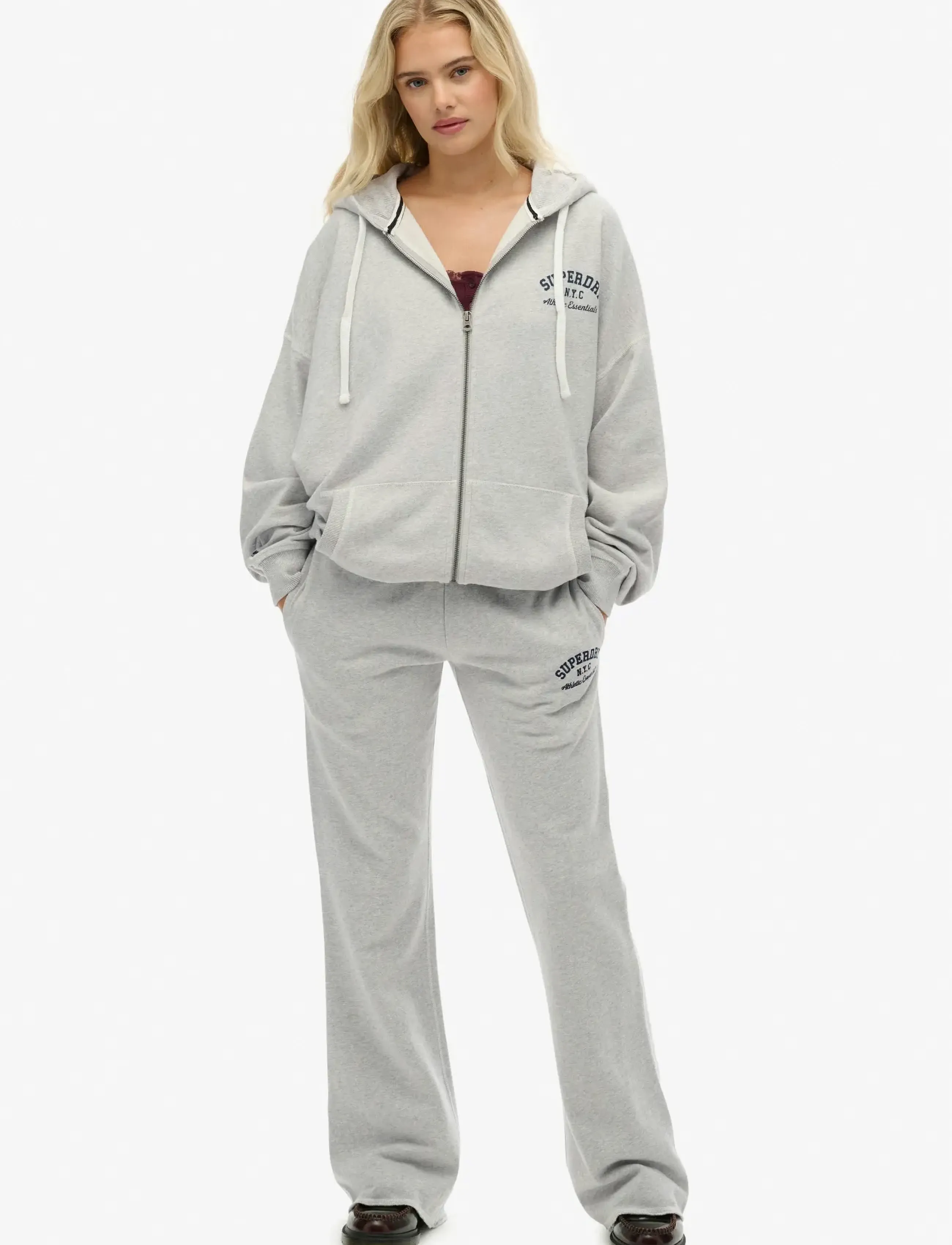 Superdry - ATHLETIC ESS OVERSIZED ZIPHOOD - glacier grey marl - 5