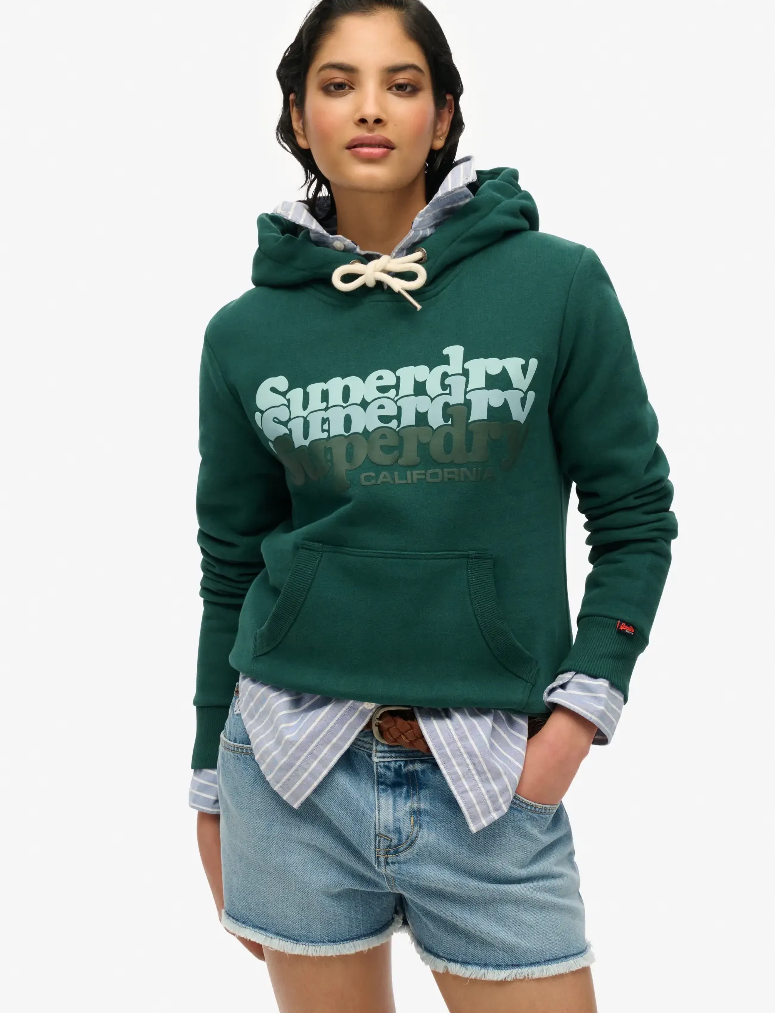 Superdry - STACKED HOOD - hættetrøjer - dark pine green - 0